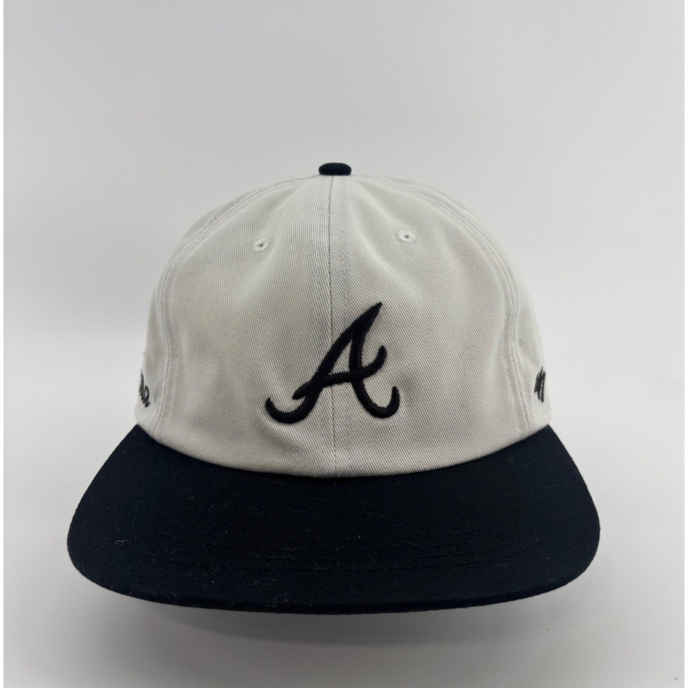 Atlanta Braves Hat Men's OSFM '47 Brand White Black Snapback MLB
